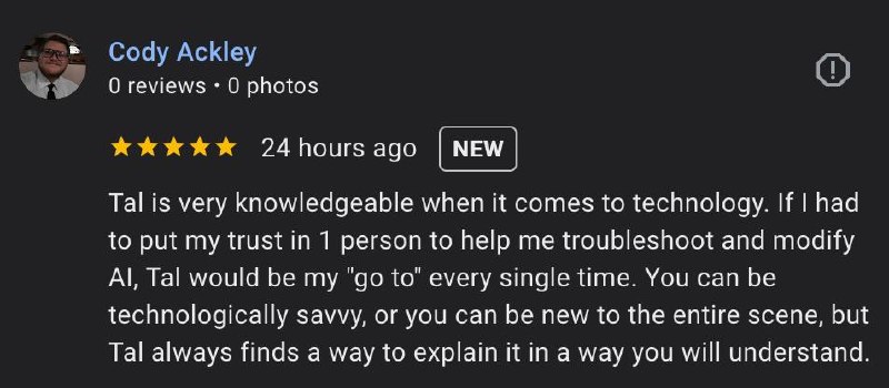 5-star Google review by Cody Ackley: "Tal would be my go-to every single time."